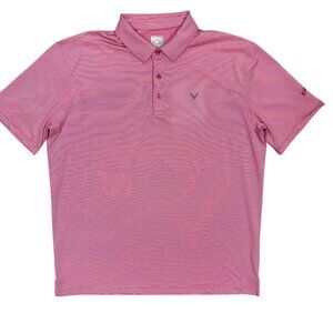 Callaway Opti Dri Golf Shirt Short Sleeve Polo Stretch Pink Striped XL